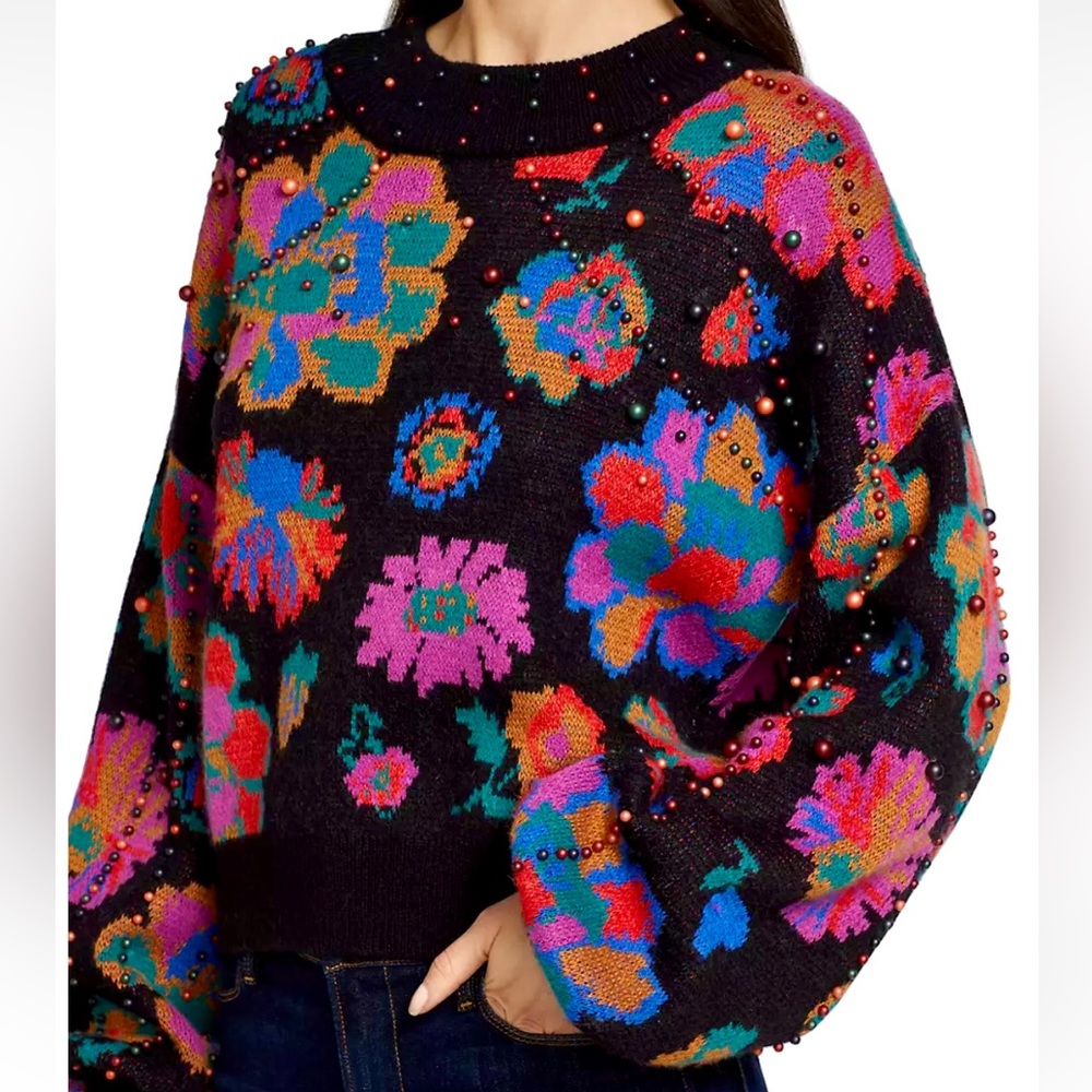 πΊπHPππΊ NWT Farm Rio Lilyβs Garden Embroidered Sweater - Picture 7 of 16